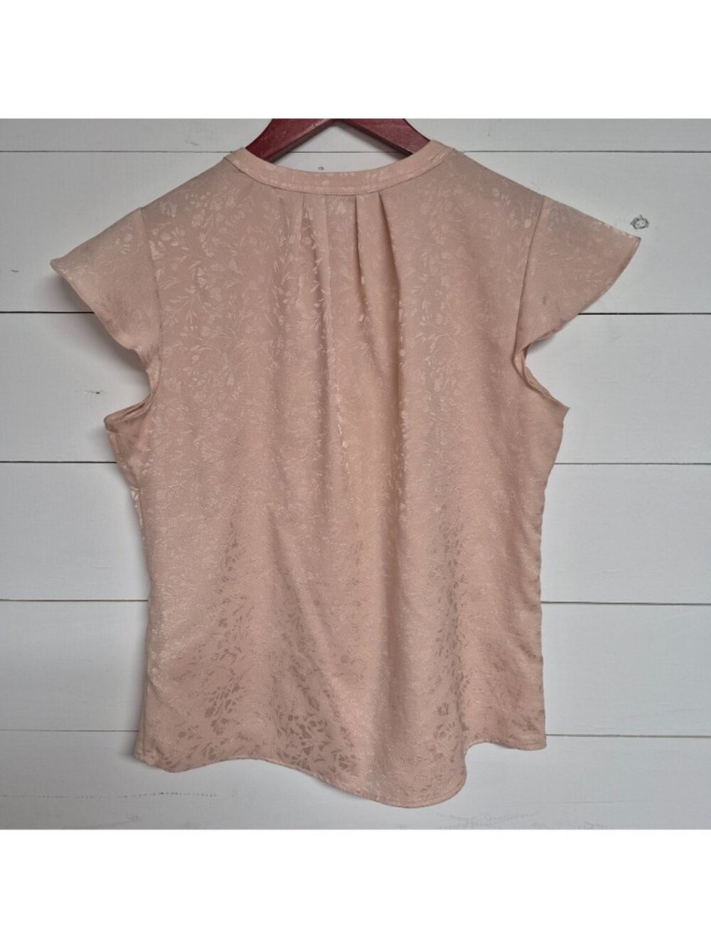 Calvin Klein Women's Blush Pink Floral Jacquard Flutter Sleeve Blouse Size Sp - Picture 5 of 7